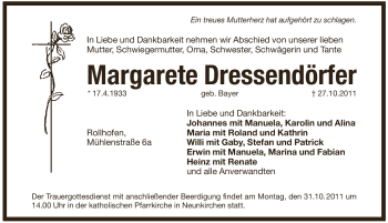 Traueranzeige von Margarete Dressendoerfer von Pegnitz-Zeitung